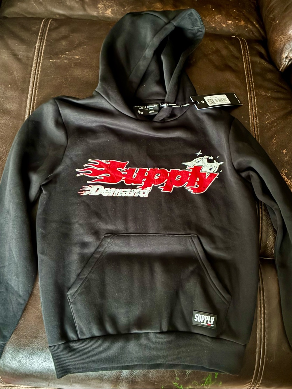 Kids Black Hoodie with Red Graphic
